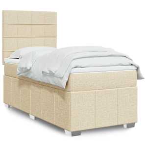 Box spring postel s matrací krémová 90x200 cm textil - obrázek 1