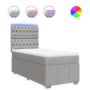 Box spring postel s matrací světle šedá 90x200 cm textil - obrázek 2
