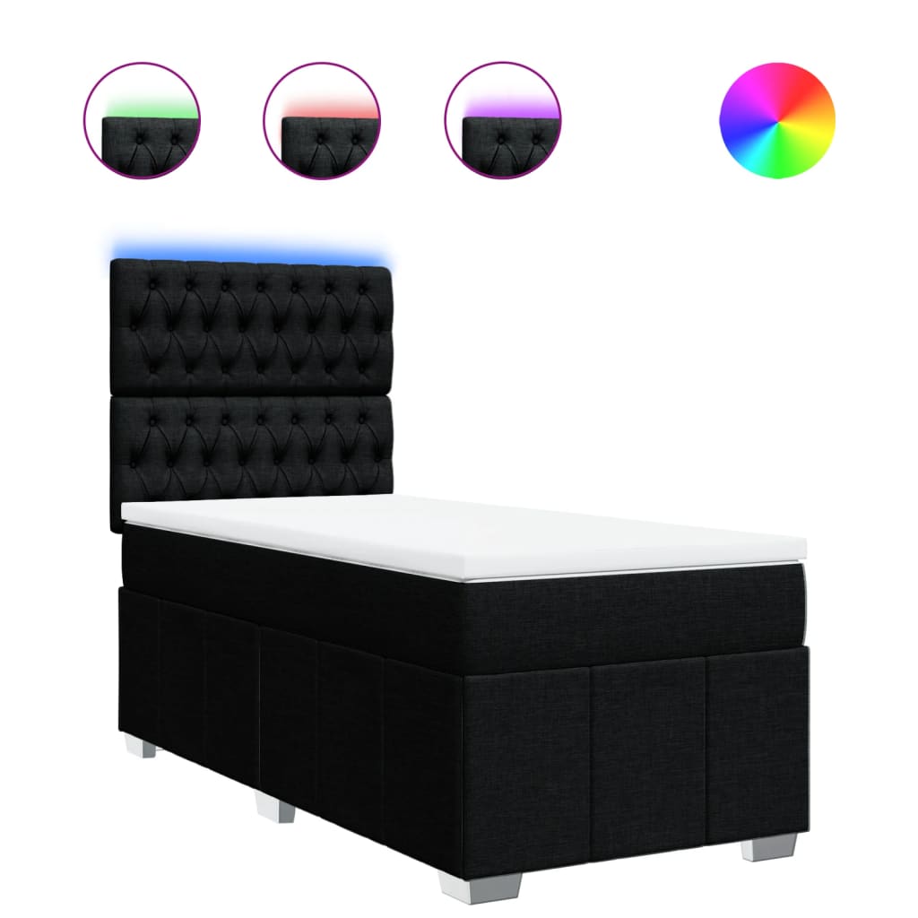 Thumbnail - vidaXL Boxspringbett mit Matratze Schwarz 90x200 cm Stoff
