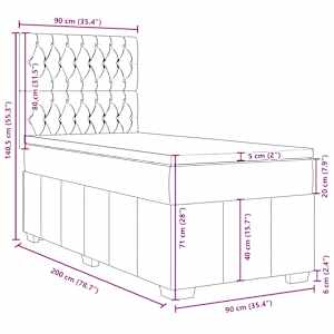 Box spring postel s matrací černá 90x200 cm textil - obrázek 18