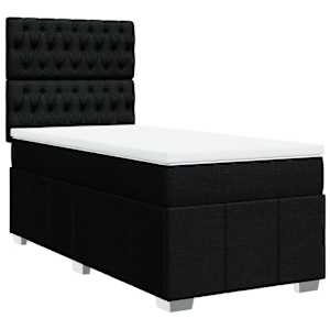 vidaXL Sommier &agrave; lattes de lit avec matelas Noir 90x200 cm Tissu
