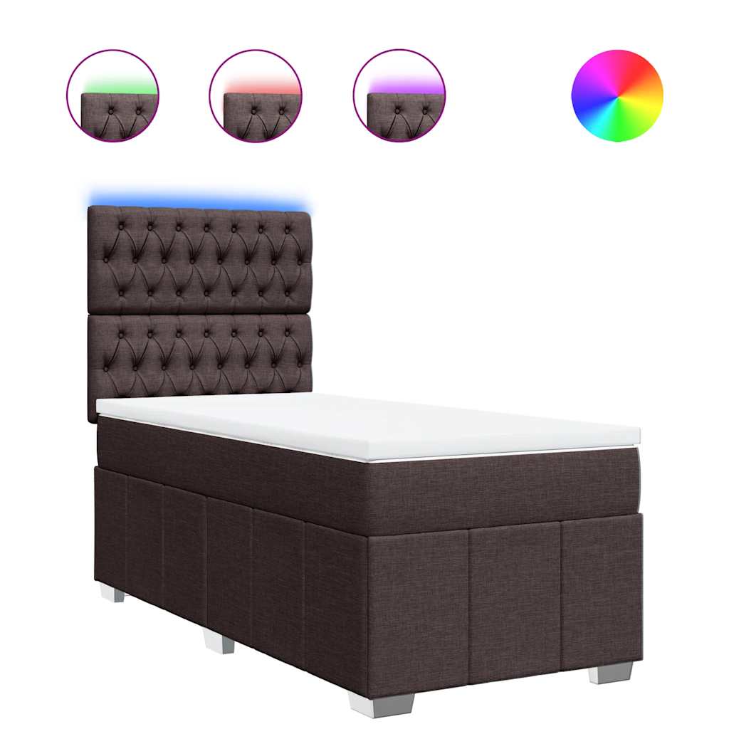 vidaXL Box spring postel s matrací tmavě hnědá 90x200 cm textil