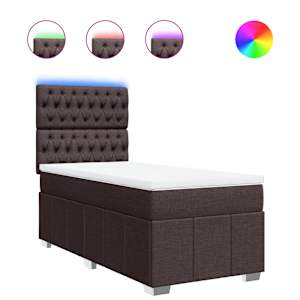Box spring postel s matrací tmavě hnědá 90x200 cm textil - obrázek 2