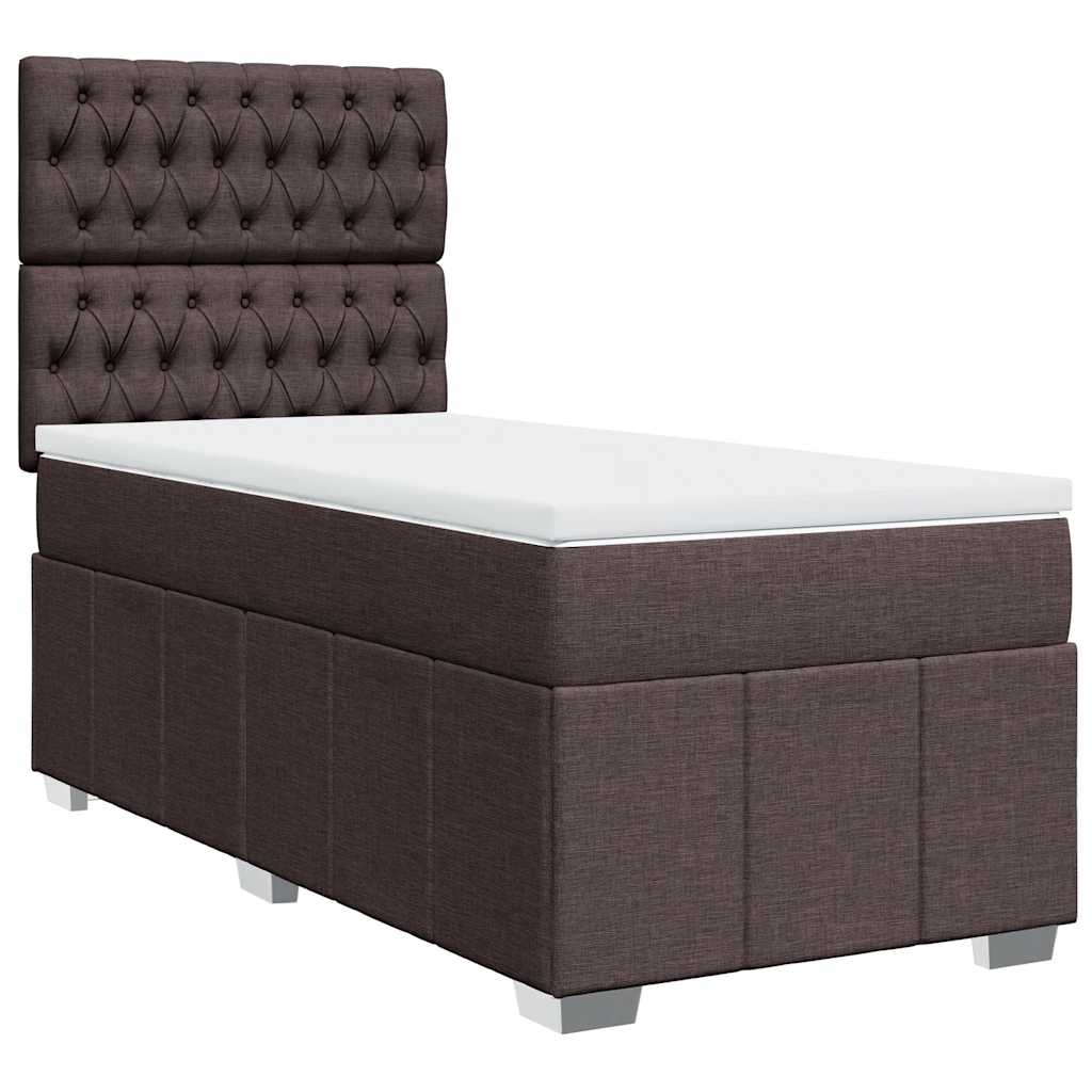 vidaXL Boxspring met matras stof donkerbruin 90x200 cm afbeelding