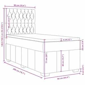 Box spring postel s matrací tmavě hnědá 90x200 cm textil - obrázek 18
