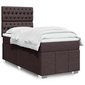 Box spring postel s matrací tmavě hnědá 90x200 cm textil - obrázek 1