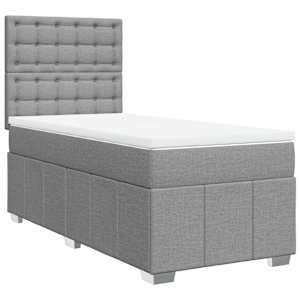 Box spring postel s matrací světle šedá 90x200 cm textil - obrázek 3