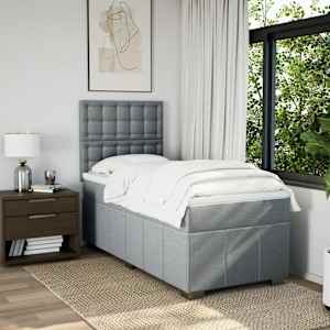 Box spring postel s matrací světle šedá 90x200 cm textil - obrázek 5