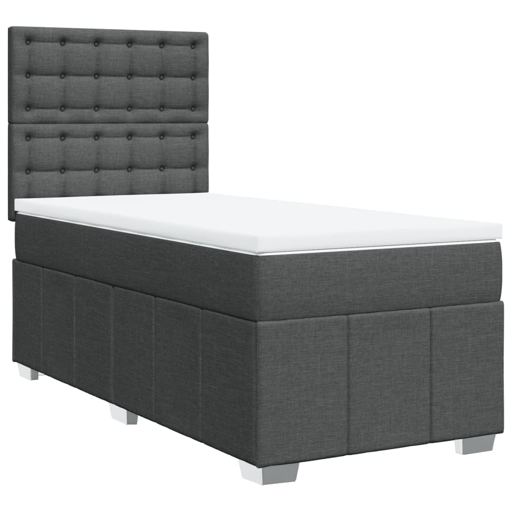 vidaXL Boxspring met matras stof donkergrijs 90x200 cm afbeelding