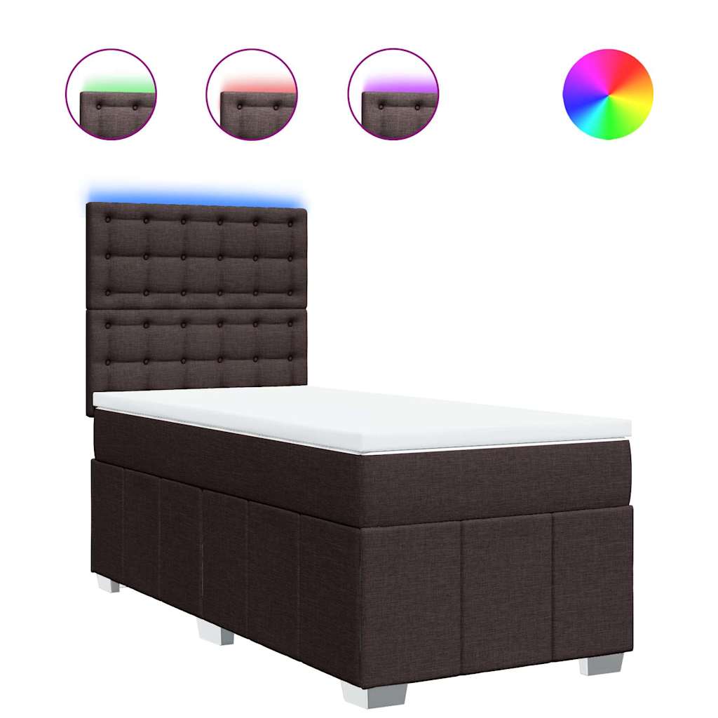 Levně vidaXL Box spring postel s matrací tmavě hnědá 90x200 cm textil