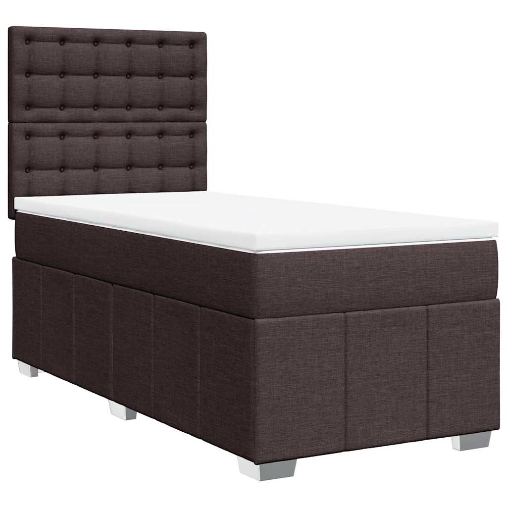 vidaXL Boxspring met matras stof donkerbruin 90x200 cm afbeelding
