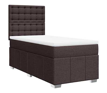 vidaXL Sommier &agrave; lattes de lit avec matelas Marron fonc&eacute; 90x200 cm