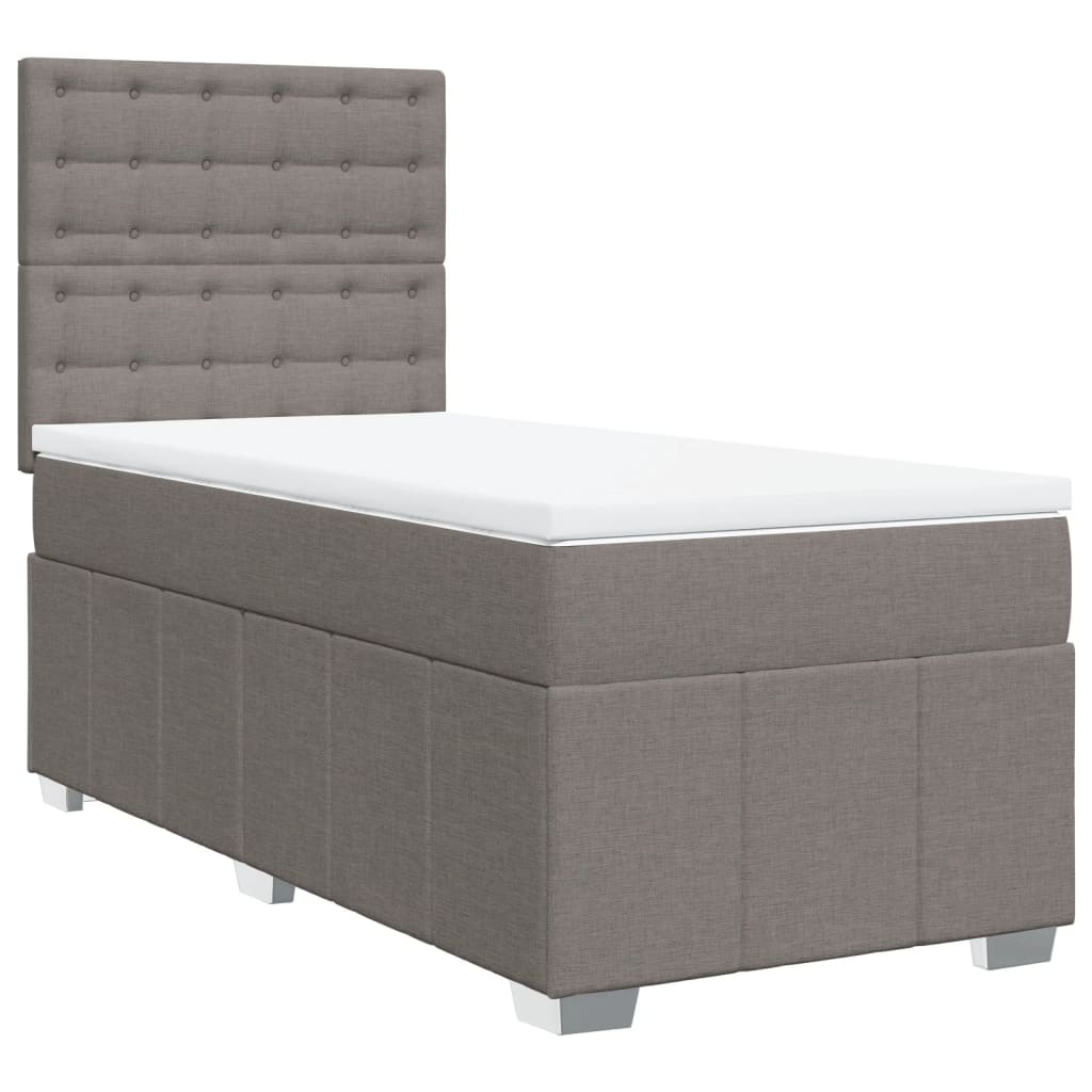 vidaXL Boxspring met matras stof taupe 90x200 cm afbeelding