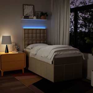 Box spring postel s matrací krémová 90x200 cm textil - obrázek 4