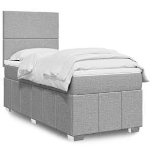 Box spring postelja z vzmetnico svetlo siv 100x200 cm blago