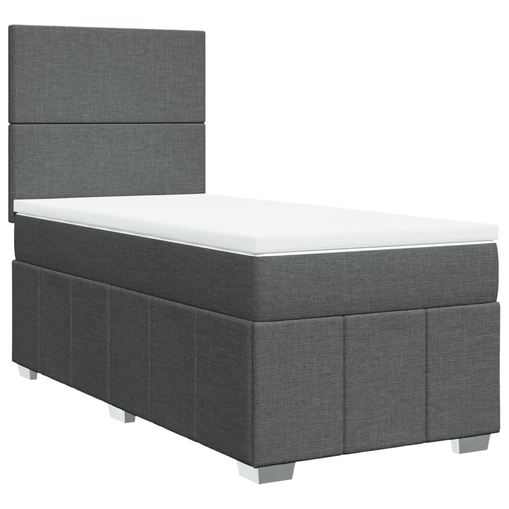 vidaXL Boxspring met matras stof donkergrijs 100x200 cm afbeelding