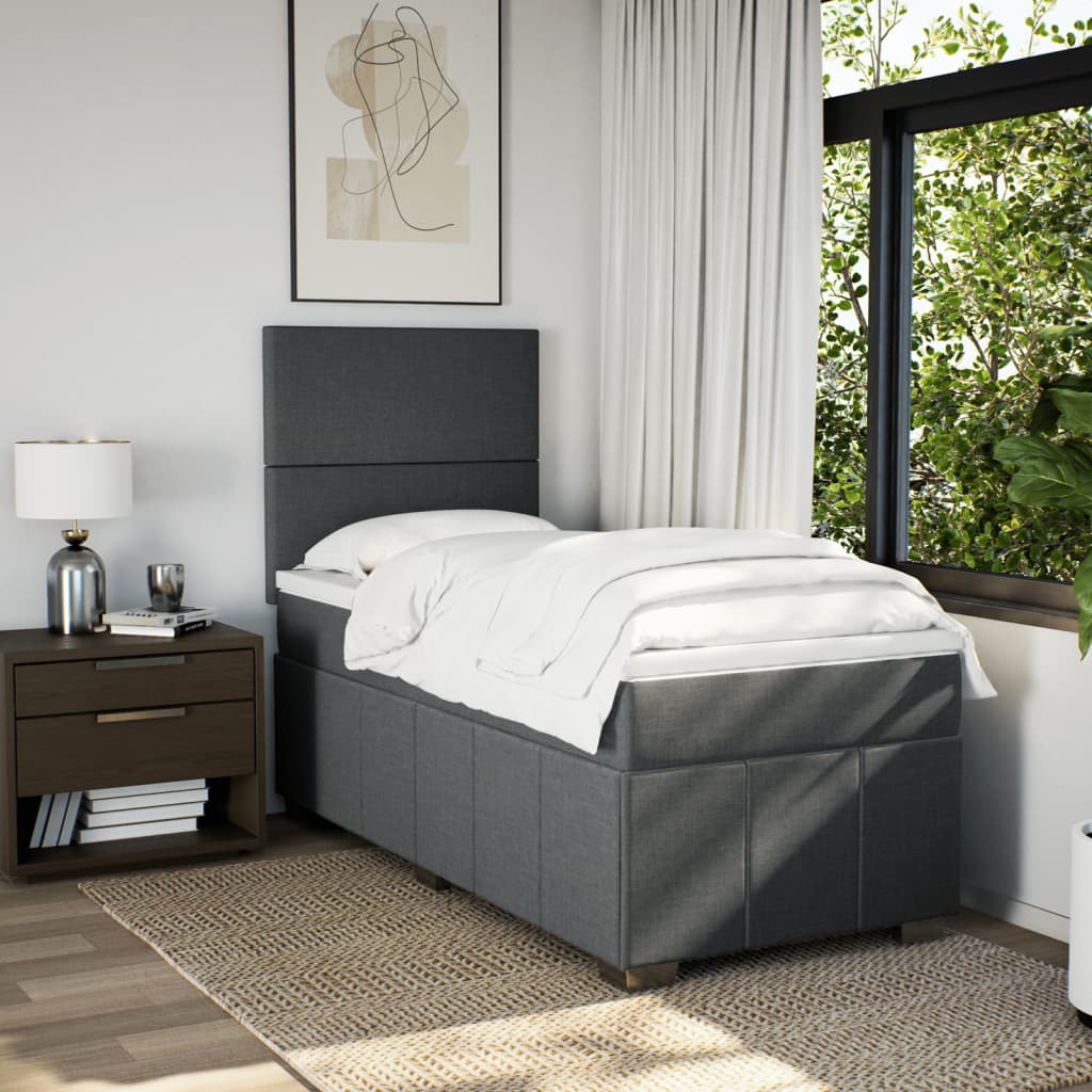 vidaXL Boxspring met matras stof donkergrijs 100x200 cm grijs, foto 4