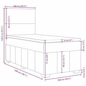 Box spring postel s matrací černá 100 x 200 cm textil - obrázek 18