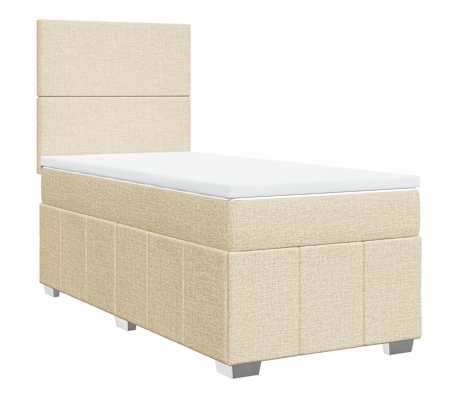 vidaXL Cama box spring con colch&oacute;n tela color crema 100x200 cm