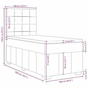 Box spring postel s matrací světle šedý 100 x 200 cm textil - obrázek 18