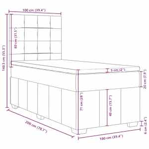 Box spring postel s matrací tmavě šedá 100 x 200 cm textil - obrázek 18