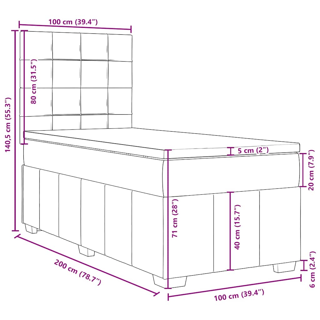 Box spring postel s matrací černá 100 x 200 cm textil - obrázek 18