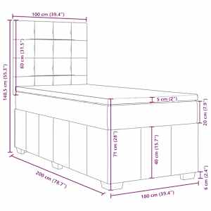 Box spring postel s matrací černá 100 x 200 cm textil - obrázek 18