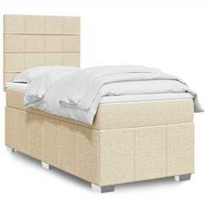 Box spring postel s matrací krémová 100 x 200 cm textil - obrázek 1