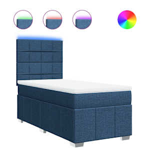 Box spring postel s matrací modrá 100 x 200 cm textil - obrázek 2
