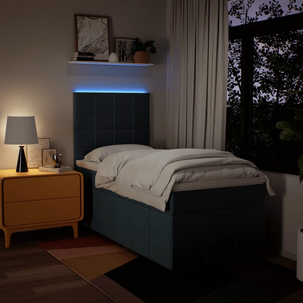 vidaXL Boxspring met matras stof blauw 100x200 cm, foto 2
