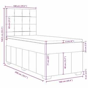 Box spring postel s matrací modrá 100 x 200 cm textil - obrázek 18