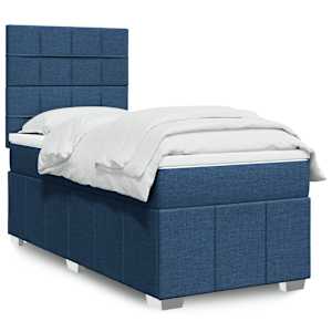 Box spring postel s matrací modrá 100 x 200 cm textil - obrázek 1