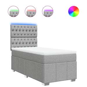 Box spring postel s matrací světle šedý 100 x 200 cm textil - obrázek 2