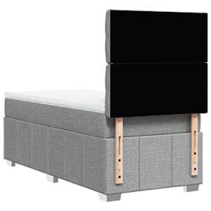 Box spring postel s matrací světle šedý 100 x 200 cm textil - obrázek 8