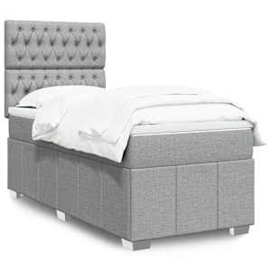 Box spring postelja z vzmetnico svetlo siv 100x200 cm blago