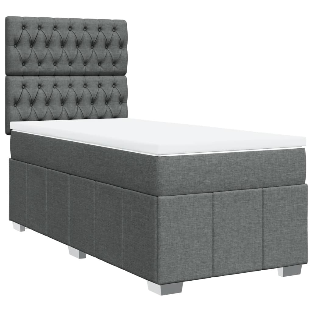 vidaXL Boxspring met matras stof donkergrijs 100x200 cm afbeelding