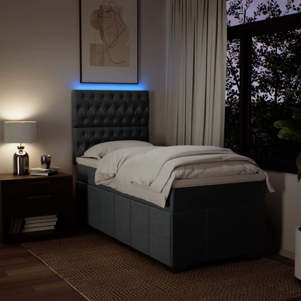 vidaXL Boxspring met matras stof donkergrijs 100x200 cm grijs, foto 2