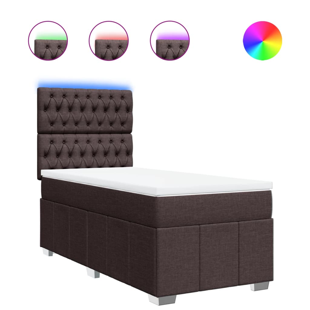 vidaXL Box spring postel s matrací tmavě hnědá 100 x 200 cm textil
