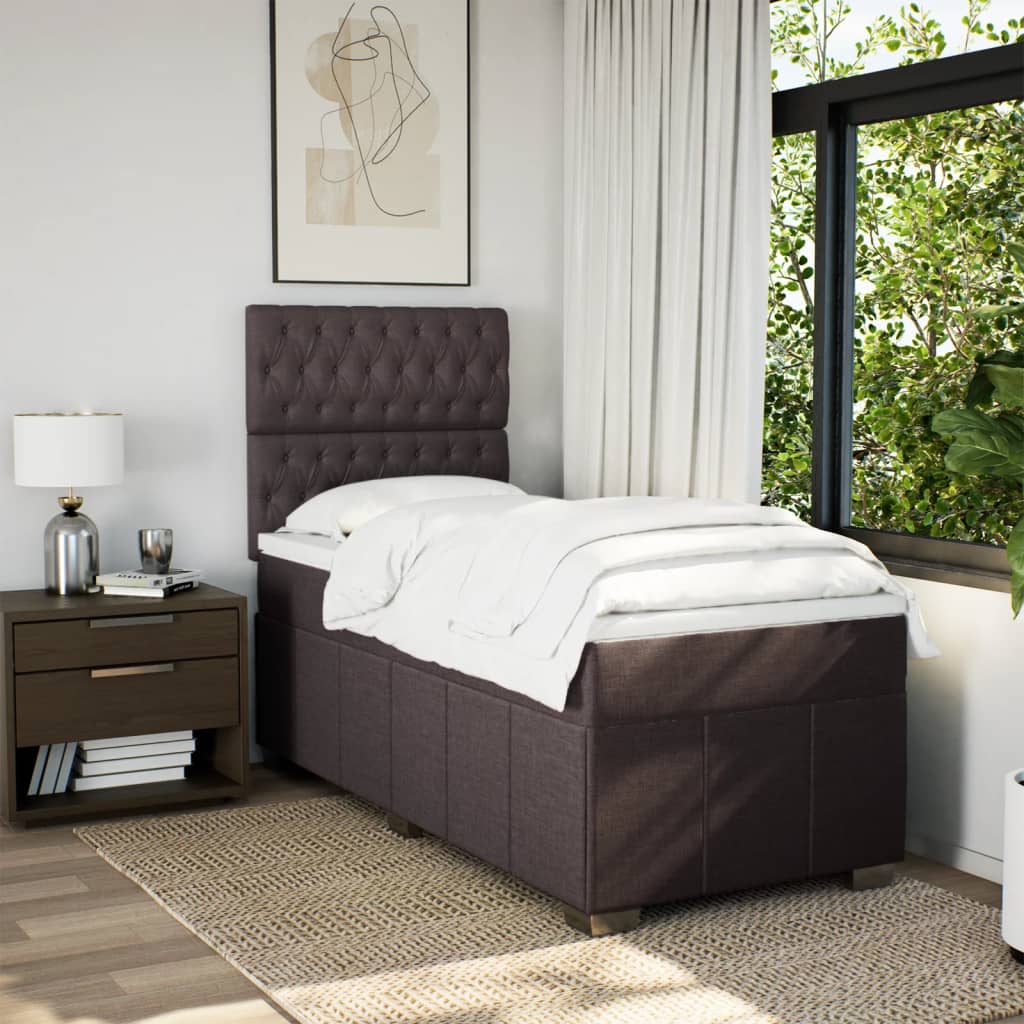 vidaXL Boxspring met matras stof donkerbruin 100x200 cm bruin, foto 4