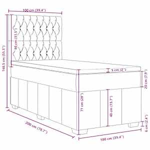 Box spring postel s matrací modrá 100 x 200 cm textil - obrázek 18