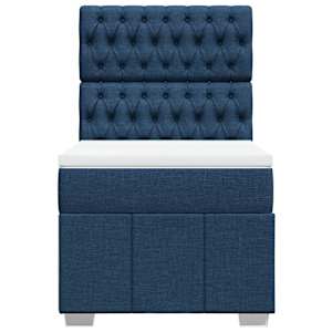 Box spring postel s matrací modrá 100 x 200 cm textil - obrázek 6
