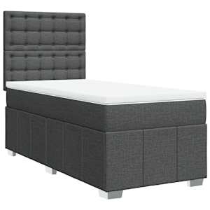 Box spring postel s matrací tmavě šedá 100 x 200 cm textil - obrázek 3