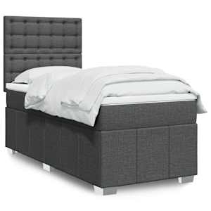 Box spring postel s matrací tmavě šedá 100 x 200 cm textil - obrázek 1