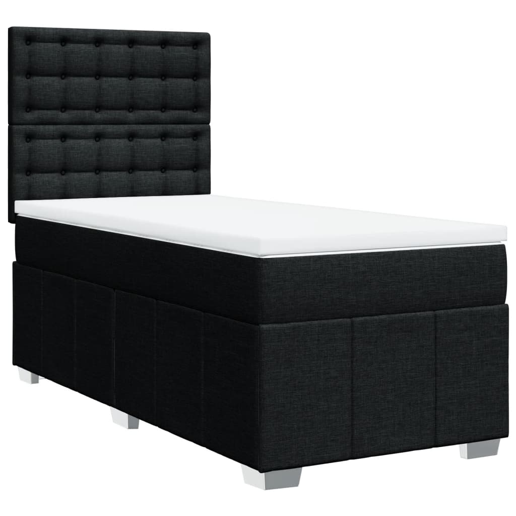 vidaXL Boxspring met matras stof zwart 100x200 cm afbeelding