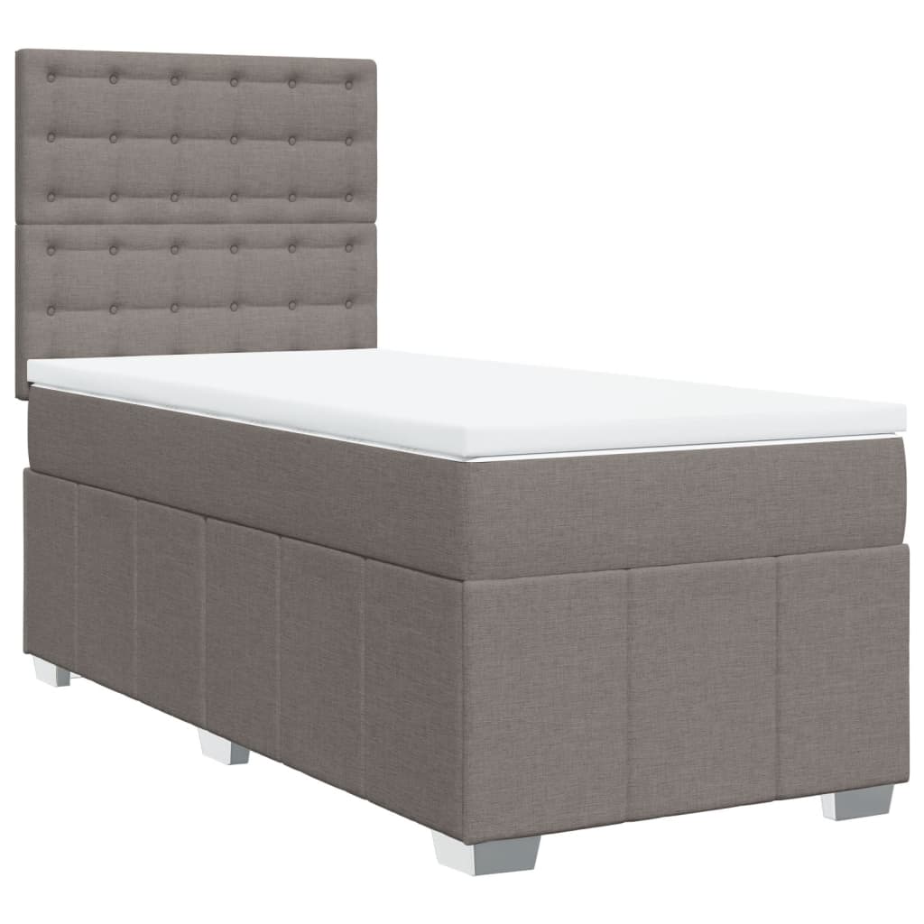 vidaXL Boxspring met matras stof taupe 100x200 cm afbeelding