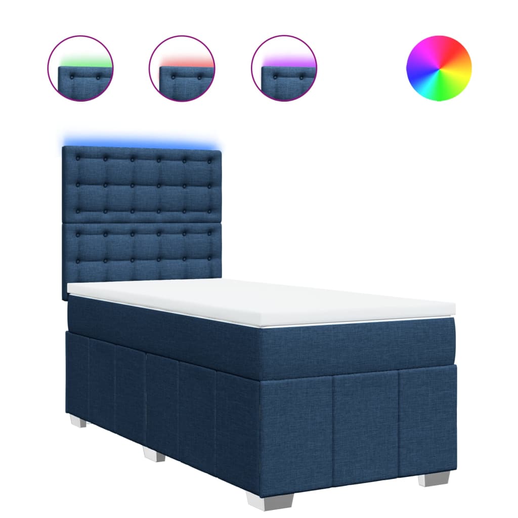 vidaXL Box spring postel s matrací modrá 100 x 200 cm textil