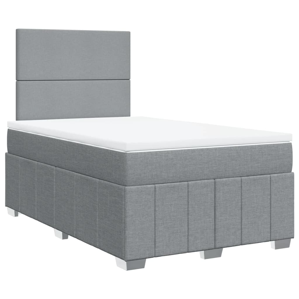 vidaXL Boxspring met matras stof lichtgrijs 120x190 cm afbeelding