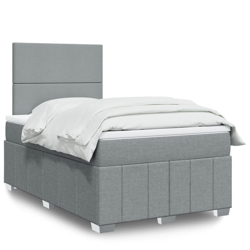 Boxspringbett mit Matratze Hellgrau 120×190 cm Stoff