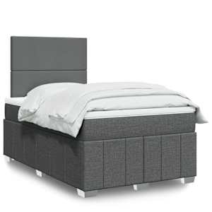 Box spring postel s matrací tmavě šedá 120x190 cm textil - obrázek 1