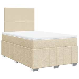 vidaXL Sommier &agrave; lattes de lit avec matelas cr&egrave;me 120x190 cm tissu
